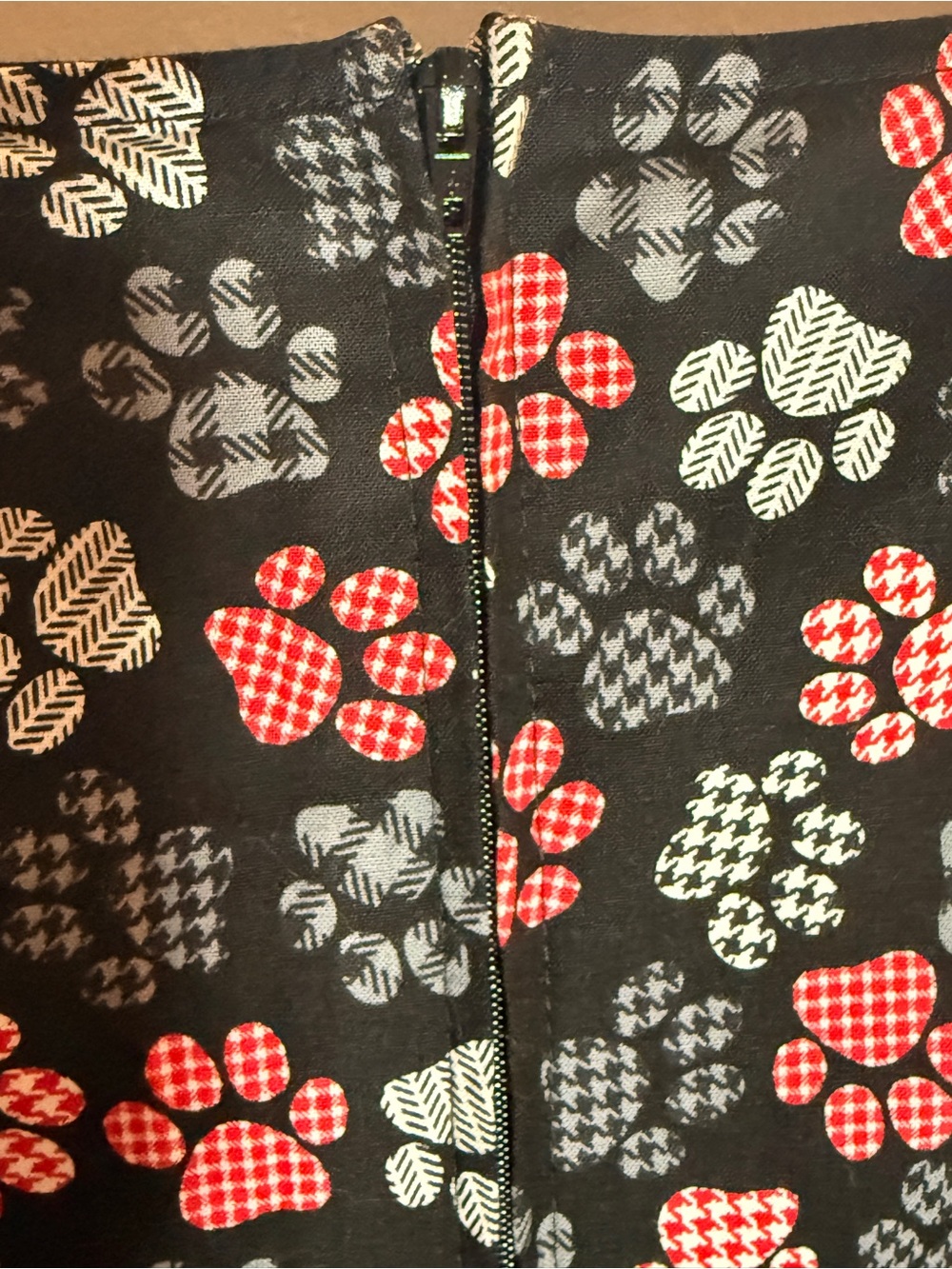 Women’s Black Fit & Flare Dress with Paw Print Accents - Picture 4 of 6